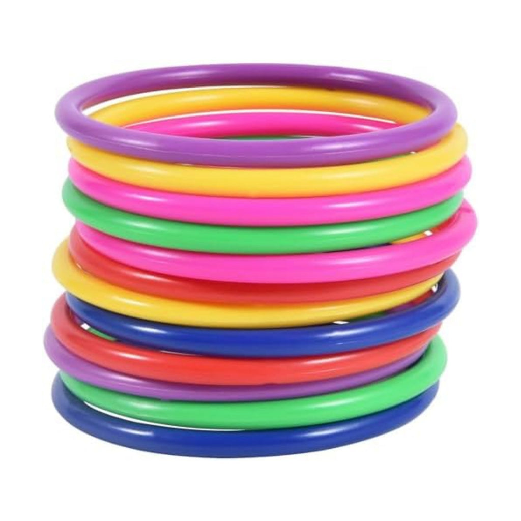 OBTANIM 12 Pcs Plastic 3 Inch Ring Toss Game for Kids and Outdoor Toss Rings for Speed and Agility Practice Game, Random Colors