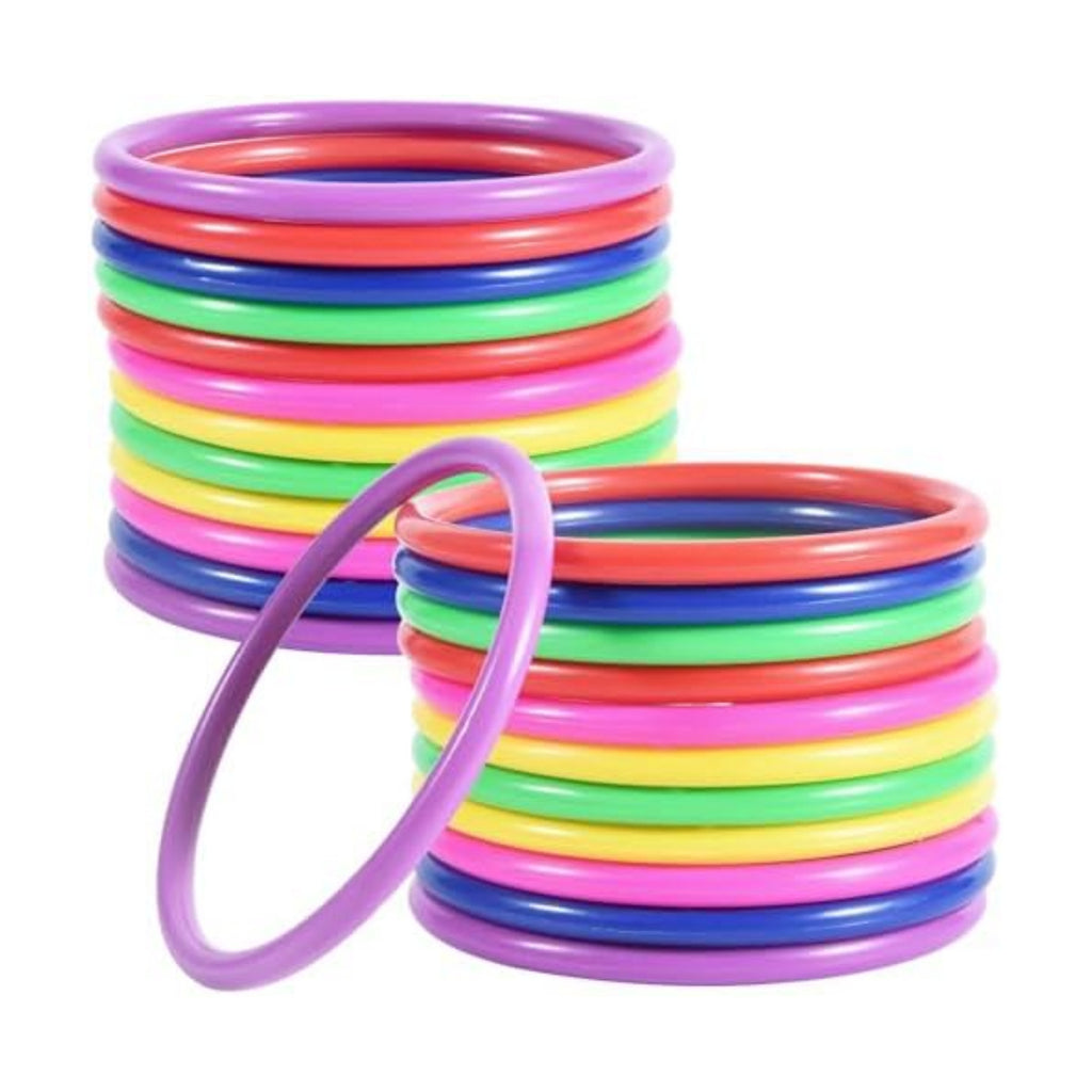 OBTANIM 24 Pcs Plastic 3 Inch Ring Toss Game for Kids and Outdoor Toss Rings for Speed and Agility Practice Game, Random Colors