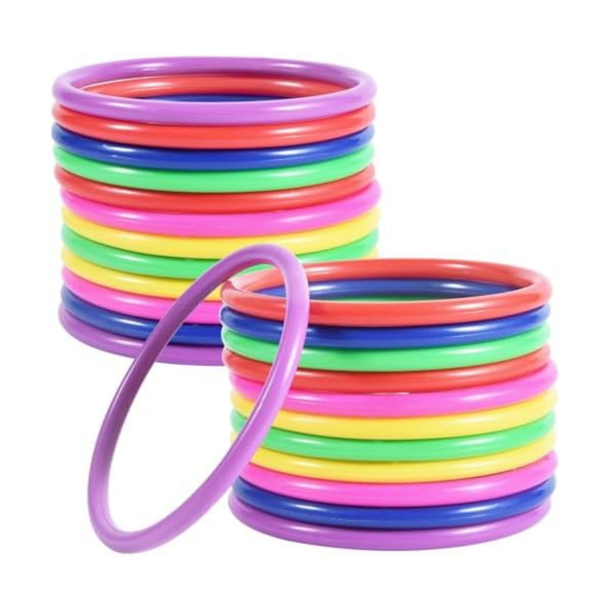 OBTANIM 24 Pcs Plastic 3 Inch Ring Toss Game for Kids and Outdoor Toss Rings for Speed and Agility Practice Game, Random Colors