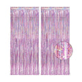 Pink Tinsel Curtain Party Backdrop - GREATRIL Foil Fringe Curtain Lilac Pink Party Streamers for Princess Theme Party Decorations - 2 Packs