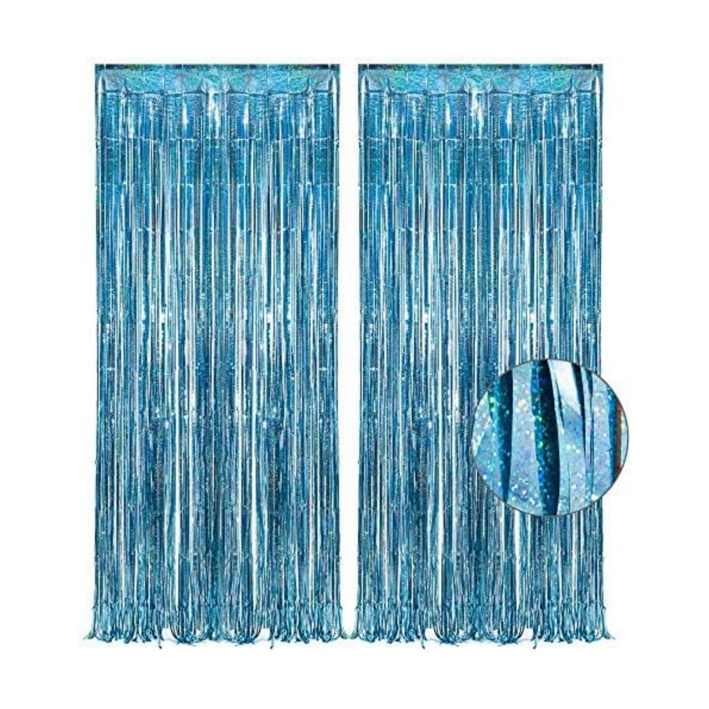 Blue Tinsel Curtain Party Backdrop - Pack of 2