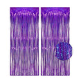 Purple Tinsel Curtain Party Backdrop - 3.2ft x 8.2ft - Pack of 2