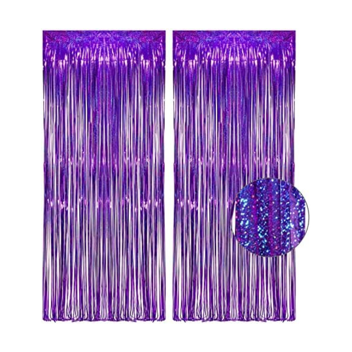 Purple Tinsel Curtain Party Backdrop - 3.2ft x 8.2ft - Pack of 2