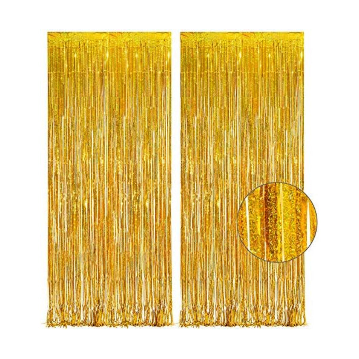 Gold Fringe Curtain Tinsel Backdrop Pack of 2