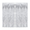 Silver Streamers Metallic Party Backdrop 8.2ft x 3.2ft - Pack of 2