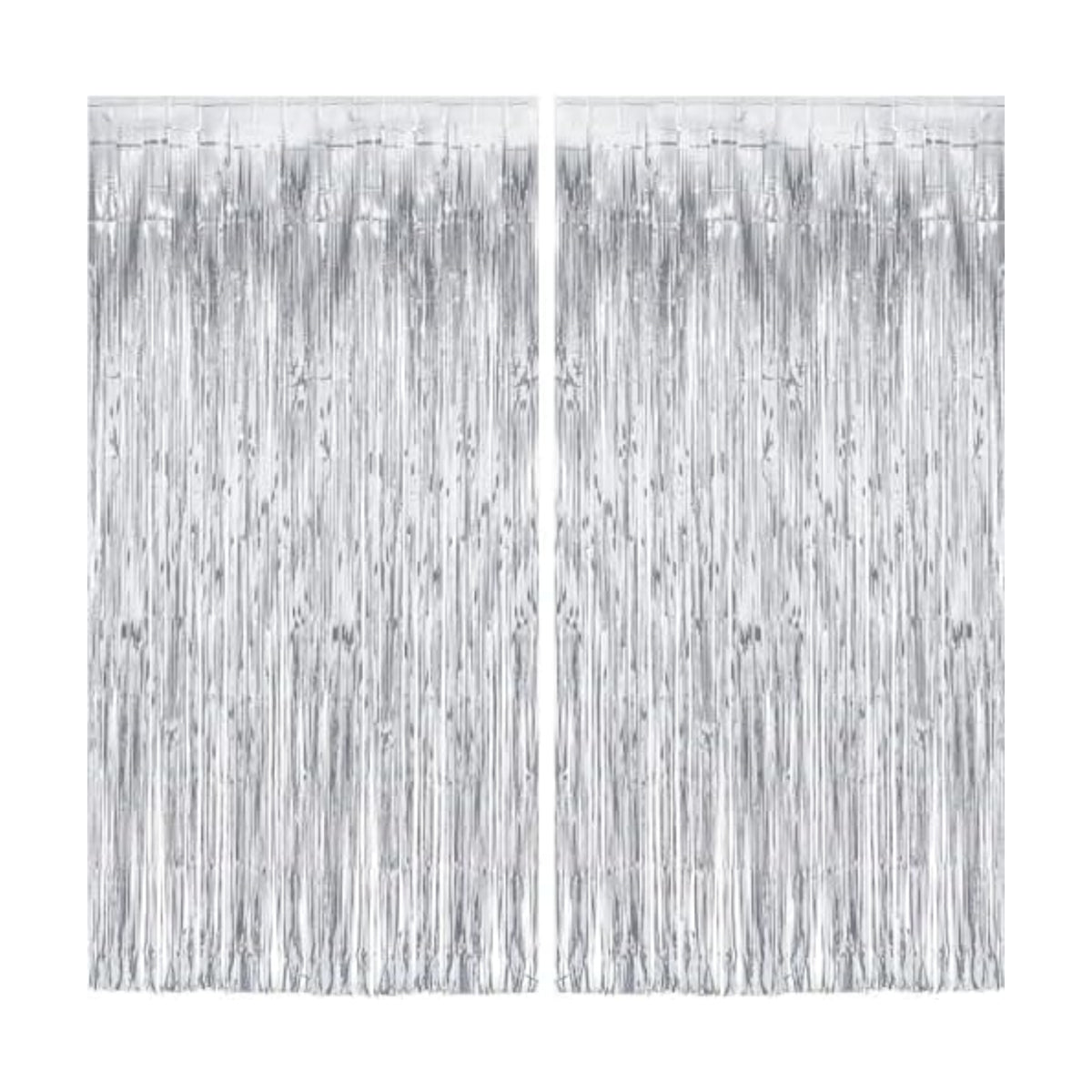 Silver Streamers Metallic Party Backdrop 8.2ft x 3.2ft - Pack of 2