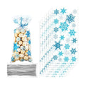 Blulu 200 Pcs Winter Snowflake Cellophane Treat Bags Christmas Goodie Bags