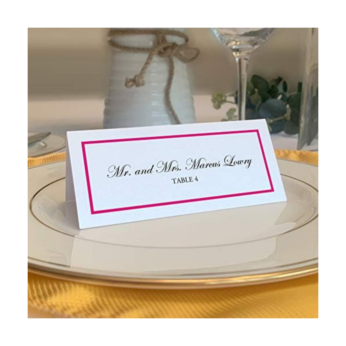 Single Line Border Place Cards, Fuschia, Set of 25, Pre-cut and Scored