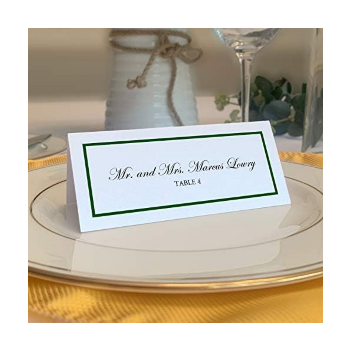 Single Line Border Place Cards, Hunter Green, Set of 25, Pre-cut and Scored