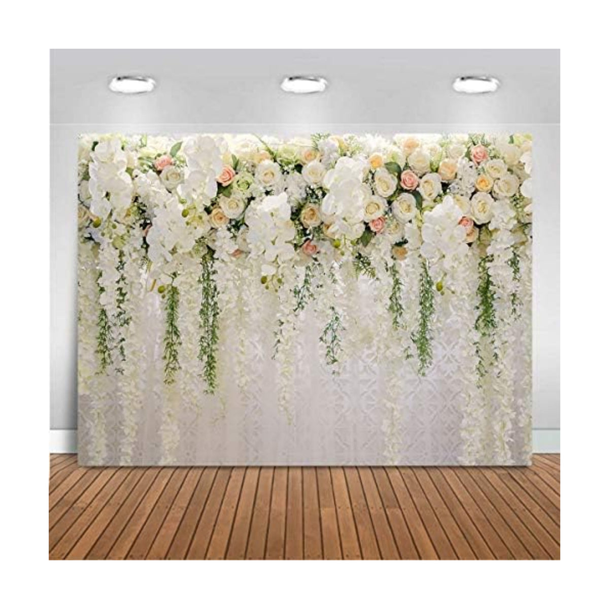 Mocsicka Wedding Flower Backdrop Wall Floral Bridal Shower Backdrops for Photoshoot Wedding Decoration for Reception White Rose Floral Photography Background Banner(7x5ft)