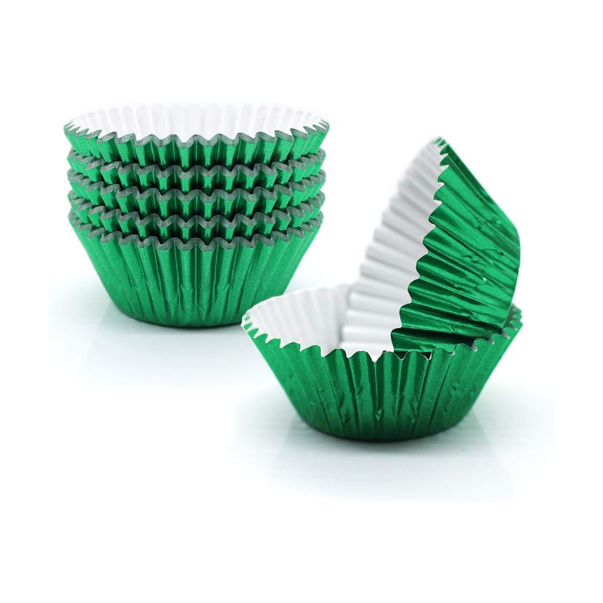 Green Foil Cupcake Liners,GOLF 100 Pack Metallic Baking Cups Standard Size