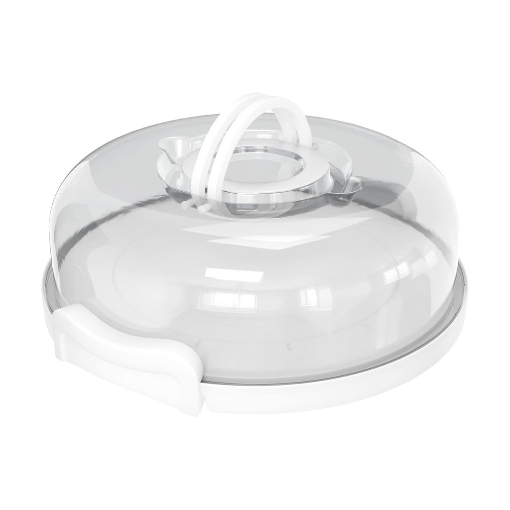Top Shelf Elements Pie, Cheesecake Carrier for up to 10 in x 4 1/2 in cake. Two Sided Fashionable Stand Doubles as Five Section Serving Tray Perfect Taker Caddie for Travel (White)