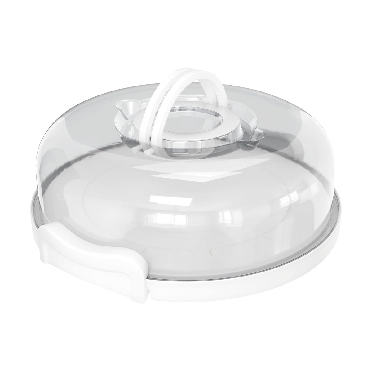 Top Shelf Elements Pie, Cheesecake Carrier for up to 10 in x 4 1/2 in cake. Two Sided Fashionable Stand Doubles as Five Section Serving Tray Perfect Taker Caddie for Travel (White)
