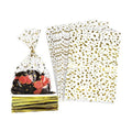 100 Pcs Star Printed 3"X 5"（7.5X12.7cm) Gift Wrap Cello Cellophane Treat Bags Party Favor bags Clear Candy Cookie Bags Plastic Poly Goodie Storage Bags with Twist Ties for Bakery,Birthday, Wedding ,Party Decorations (Gold)