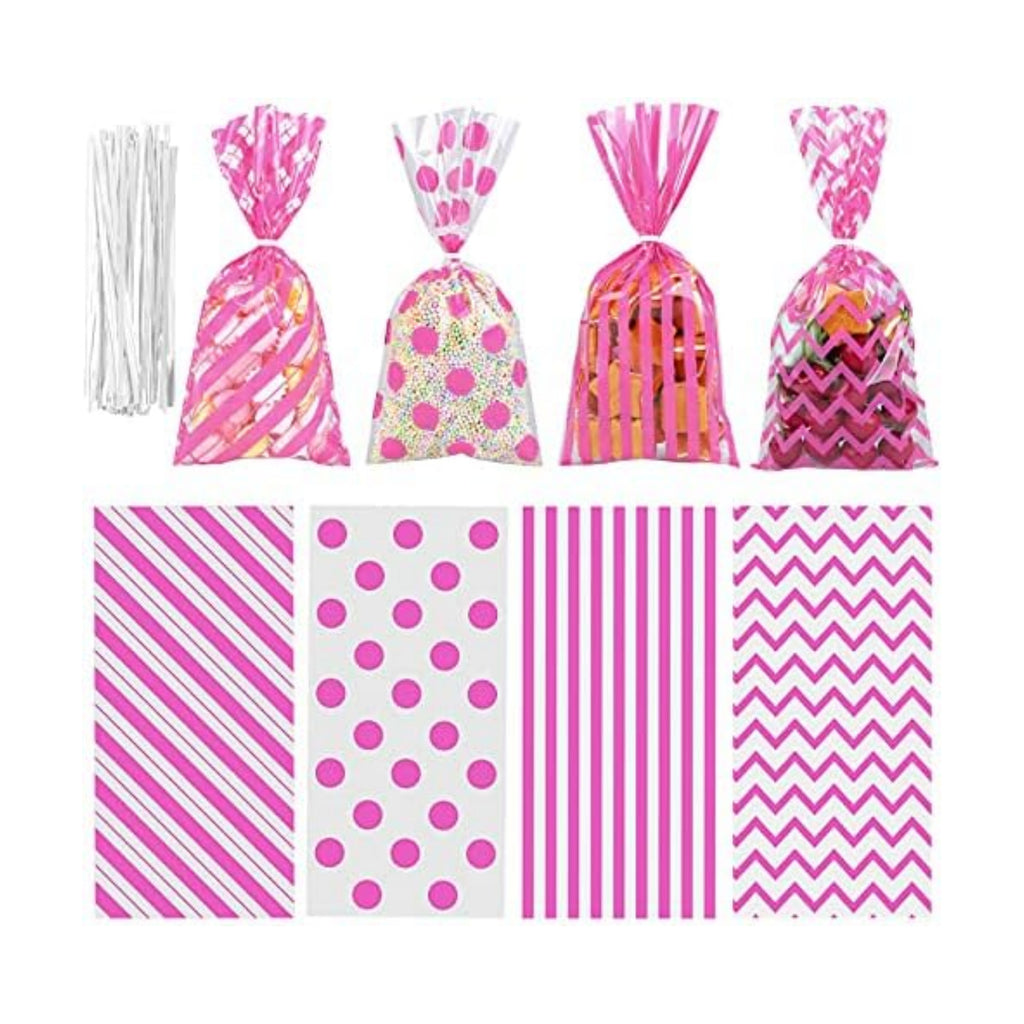 Aneco Pink Cellophane Bags 100 Pack 10.6 x 5.1 Inch