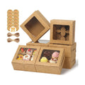 OAMCEG 6x6x3Inch Cupcake Boxes with Window,50 Pcs Cookie Bakery Boxes,Brown