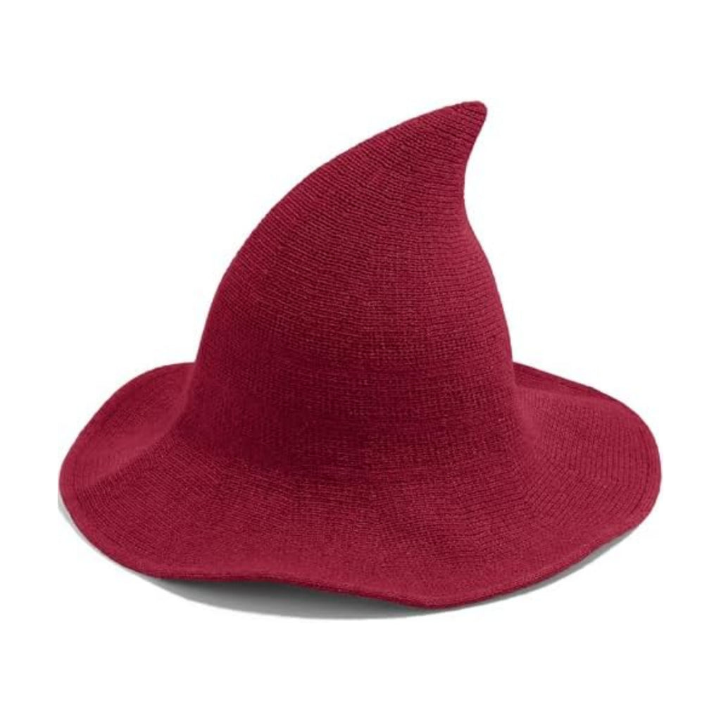 Leuceiy Witch Hat for Women, Wide Brim Foldable Wool Kintted Wizard Hats