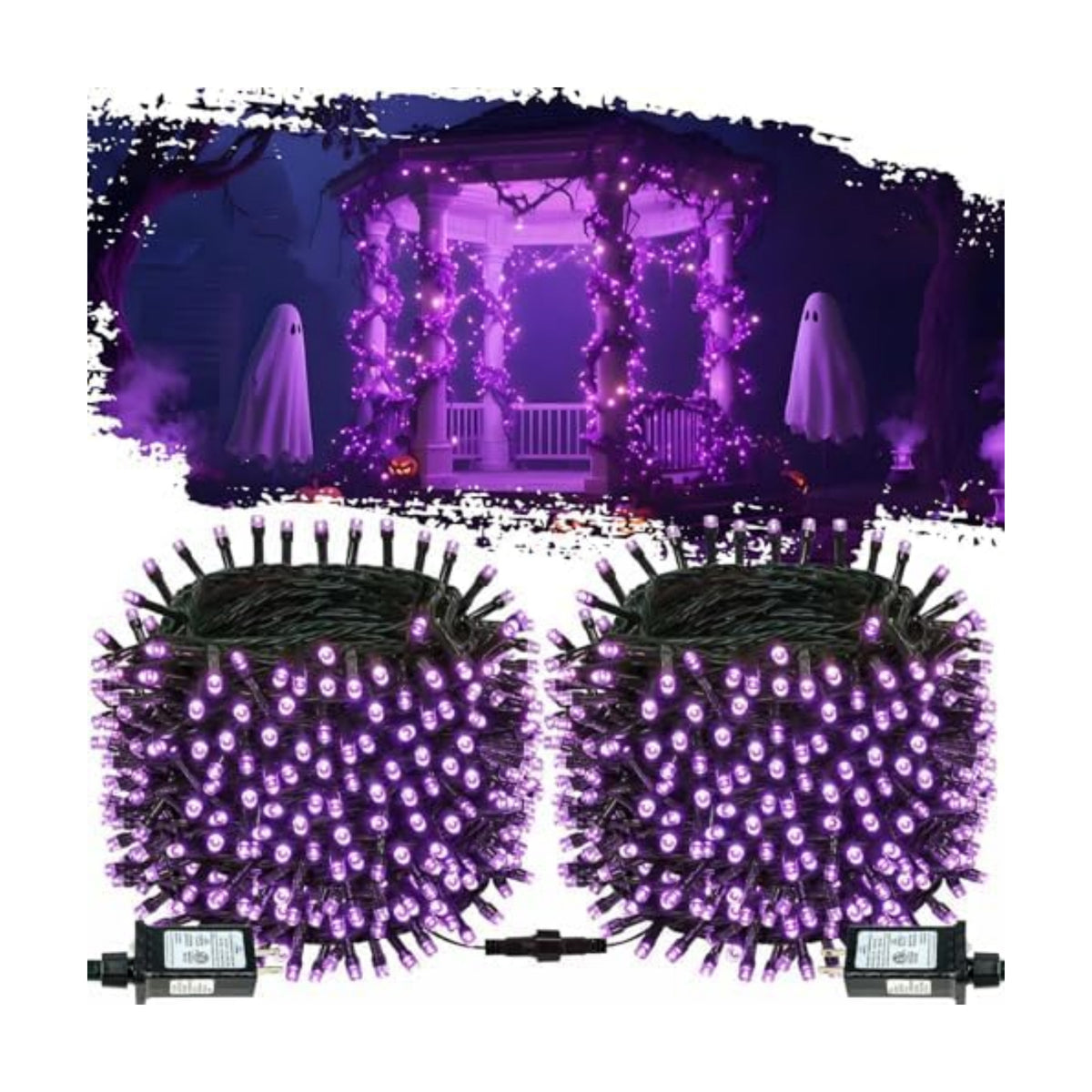 OZS Connectable 2-Pack 164Ft 400LED Halloween String Lights, Purple