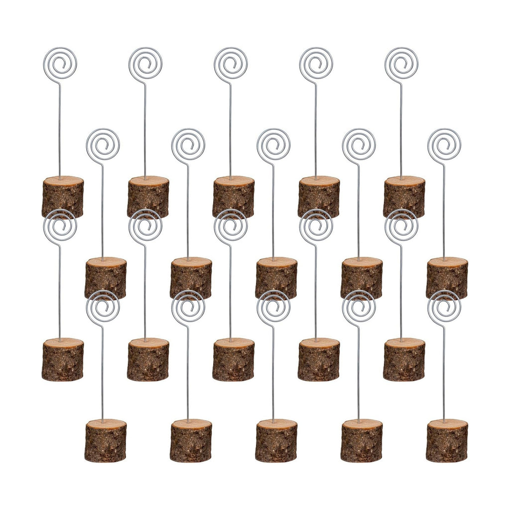 20 Pcs Wood Place Card Holders, Rustic Wood Table Number Holders Stands and 30 Pcs Kraft Place Cards, Wooden Name Cards Photo Holders for Wedding Party Sign Food Cards Label