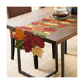 OWENIE Fall Table Runner - Thanksgiving, Farmhouse Embroidered Maple Leaves, 13 x 54 Inch, Orange