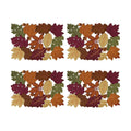 OWENIE 4 PCS Thanksgiving Placemats for Dining Table, 13 x 19 Inch Set of 4 Embroidered Maple Leaves Table mats for Fall, Harvest Applique Leaf for Autumn Decorations