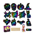 MGparty Halloween Crafts for Kids, 96PCS Rainbow Scratch Art Cards Bulk Set