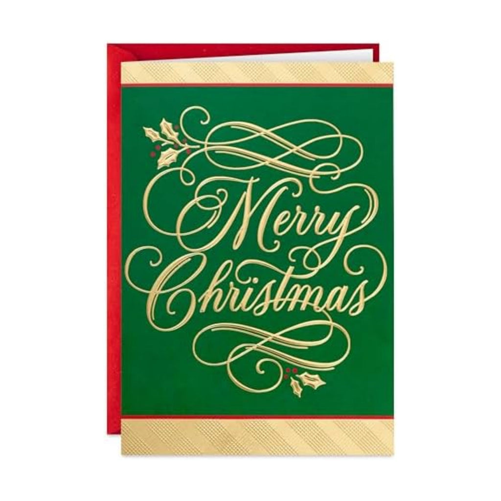 Hallmark Christmas Cards, 40-Pack with Envelopes (Green and Gold)