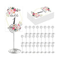 26 PCS Table Number Holder - Table Card Holder Stand Wire Photo Holder with 26 Pcs Floral Table Number Cards, Place Card Holder Stand for Weddings Party Office Paper Memo Menu Note Clips