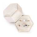 Velvet Ring Box,Hexagon Wedding Double Small Ring Box Proposal Engagement