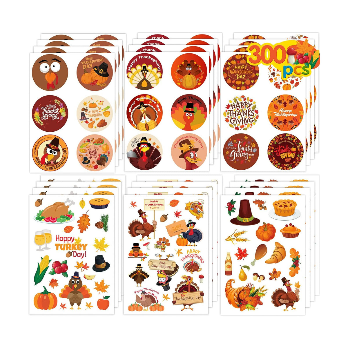 Thanksgiving Stickers for Kids, Fall Stickers Thanksgiving Turkey Stickers