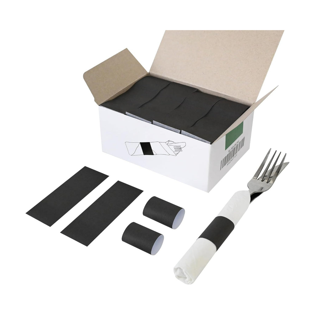 NATURALABEL Self-Adhesive Napkin Bands, Pack of 2,000, Black
