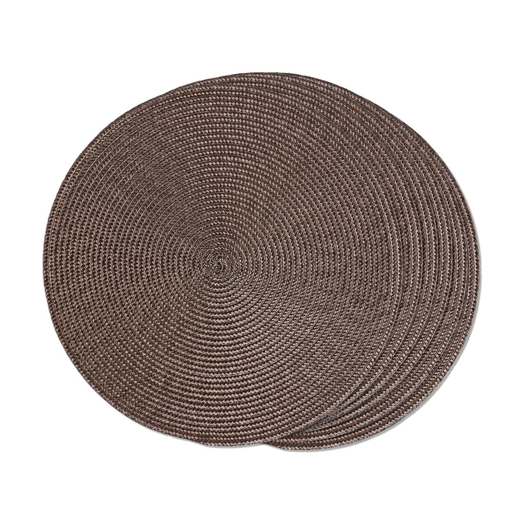 FunWheat Round Braided Placemats Set of 6 Table Mats for Dining Tables Woven Washable Non-Slip Place mats 15 inch (Brown, 6pcs)