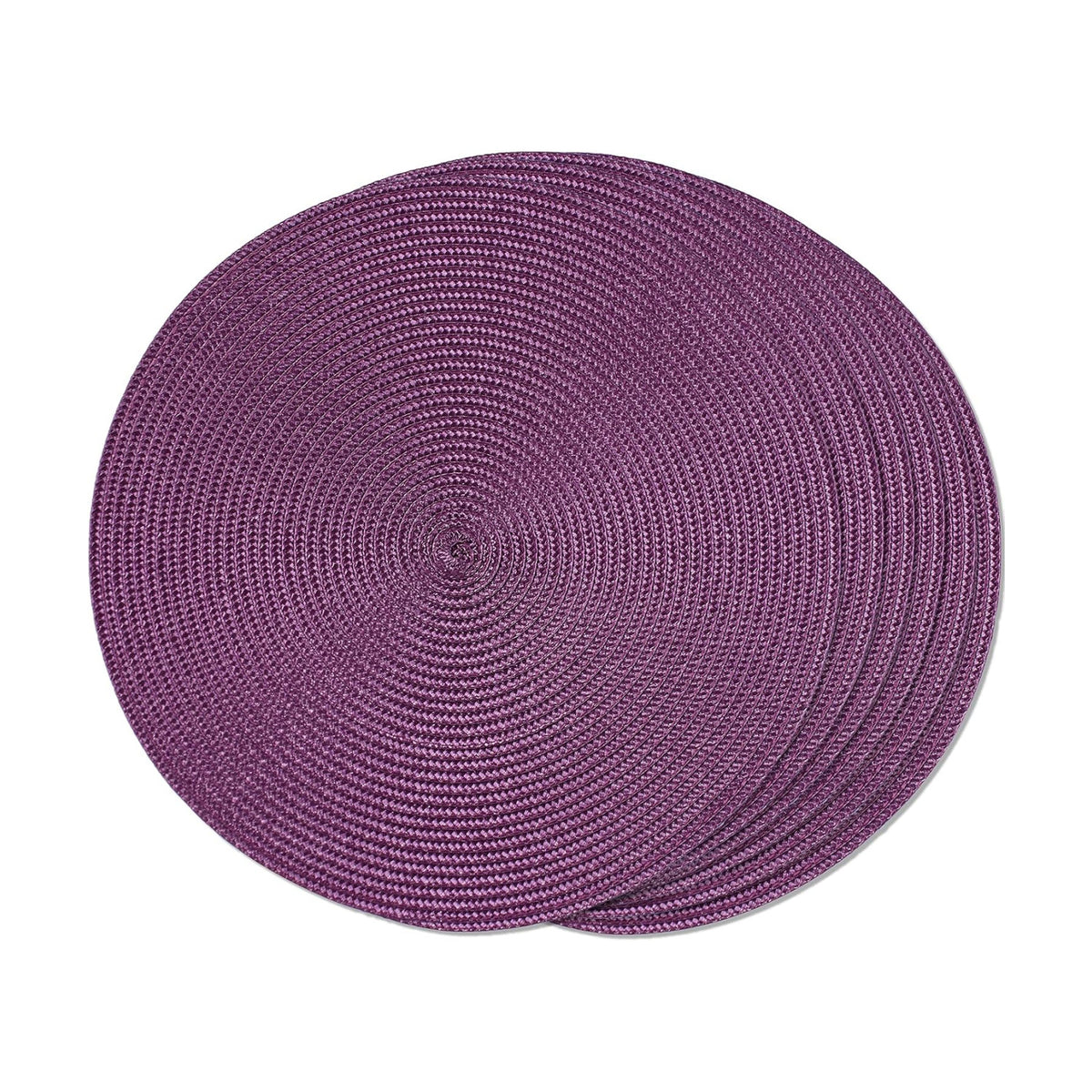FunWheat Round Braided Placemats Set of 6 Table Mats for Dining Tables Woven Washable Non-Slip Place mats 15 inch(Purple, 6pcs)
