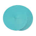 FunWheat Round Braided Placemats Set of 6 Table Mats for Dining Tables Woven Washable Non-Slip Place mats 15 inch(Turquoise, 6pcs)