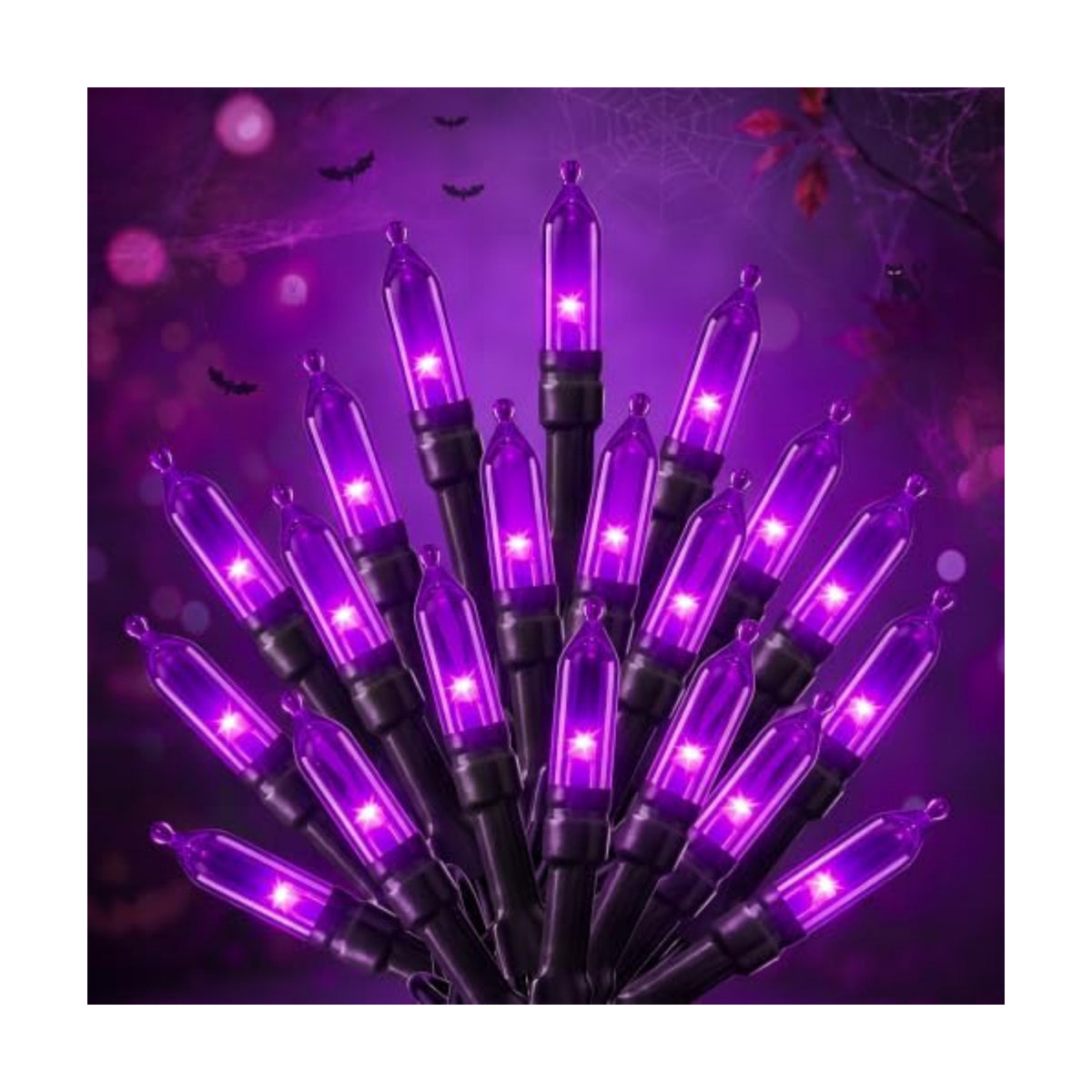 Purple LED Outdoor Halloween Lights, 39Ft 100 LED Halloween String Lights