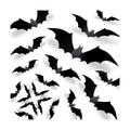 Runleo 70 Pcs Halloween 3D Bats Wall Decor, Matte Black Reusable Sticker