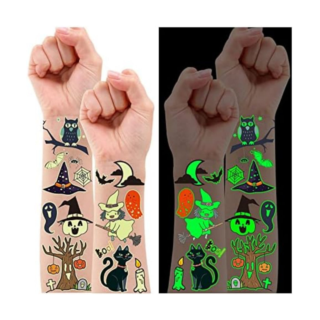Partywind 250 Styles Glow Halloween Party Supplies, Luminous Halloween Temporary Tattoos for Kids Birthday Party Decorations Favors, Halloween Goodie Bag Fillers (24 Sheets)