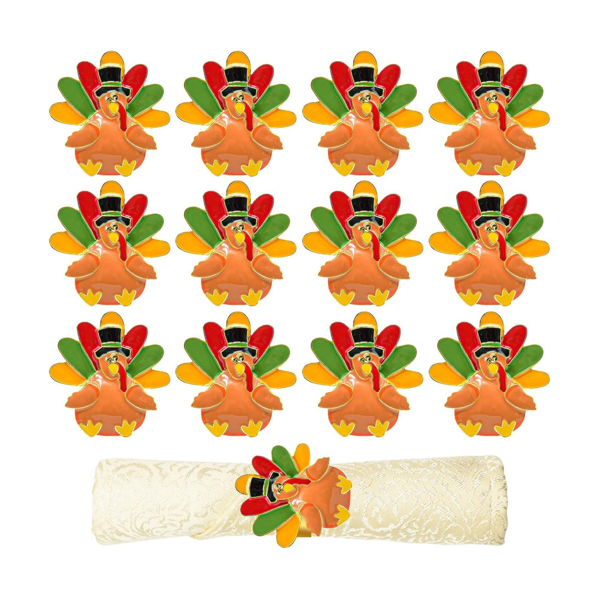 Legigo Set of 6 Turkey Napkin Rings for Table Decorations- Thanksgiving Napkin Holder Fall Napkin Rings for Thanksgiving Dinner Wedding Banquet Family Gatherings Table Settings Decor Present