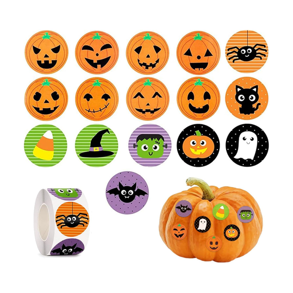 Byhoo Halloween Stickers 1000 Pcsfor Kids, Pumpkin Bat Spider Stickers Roll