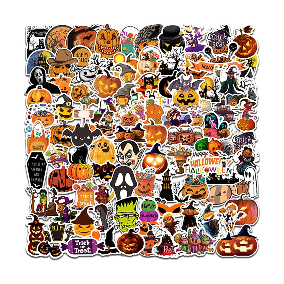 100PCS Non-Repeating Halloween Stickers, Vinyl Waterproof Holiday Stickers