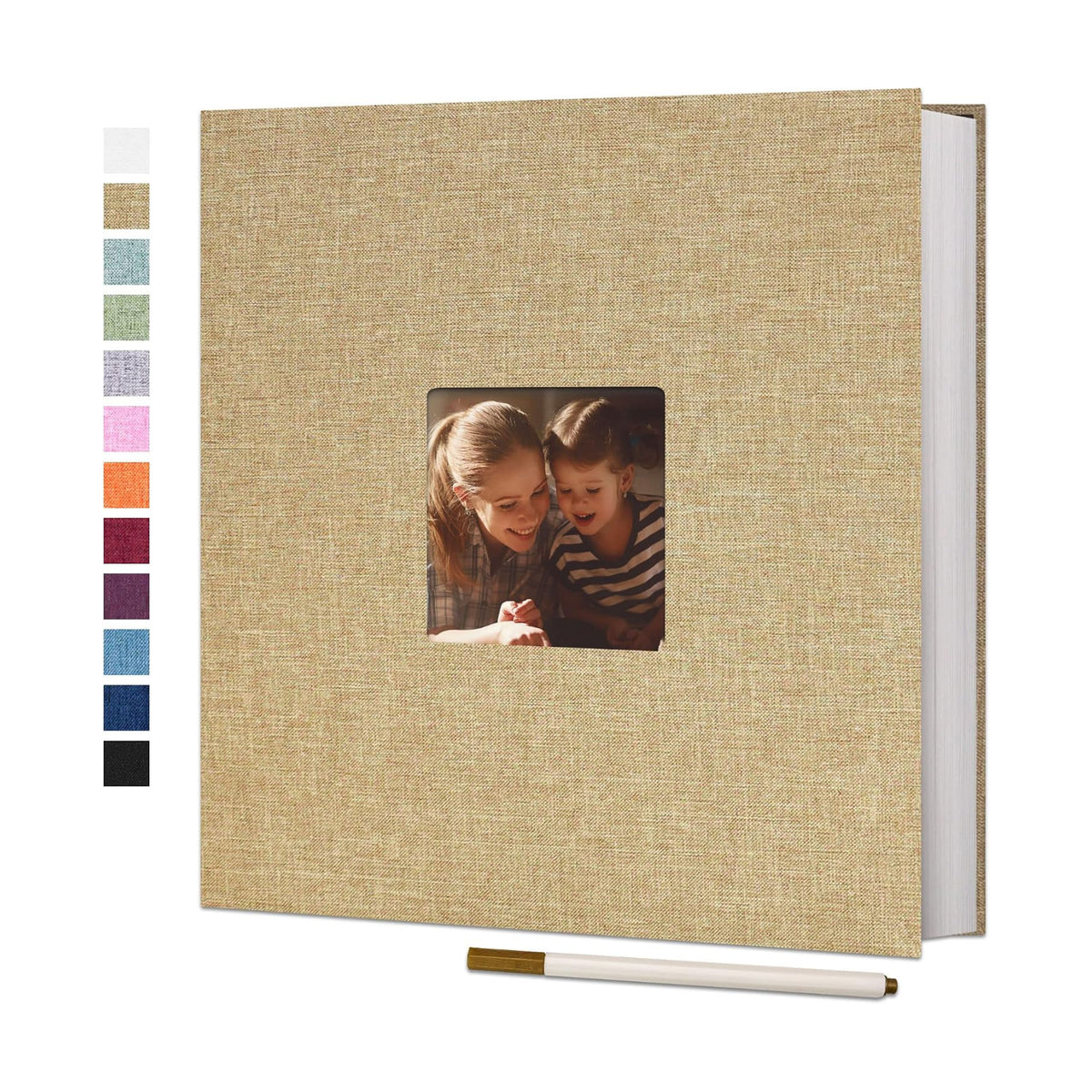 Vienrose Large Self Adhesive Photo Album with Window 13x12.6 60 Pages Khaki
