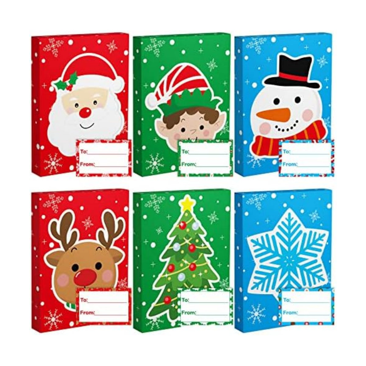 24Pcs Cute Christmas Gift Card Boxes Holder with To From Greeting Card
