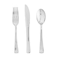 FOCUSLINE 75 Pack Silver Plastic Silverware, Disposable Cutlery Set