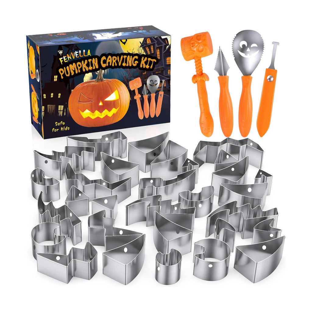 Pumpkin Carving Kit Tools & Stencils Set Halloween Cookie Cutters