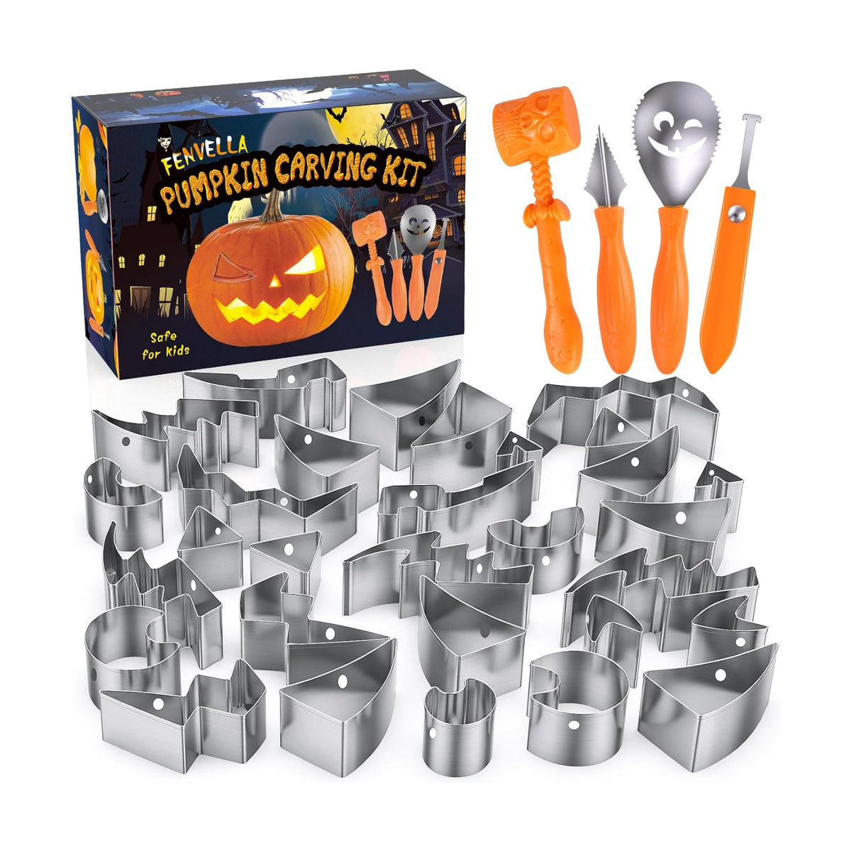 Pumpkin Carving Kit Tools & Stencils Set Halloween Cookie Cutters