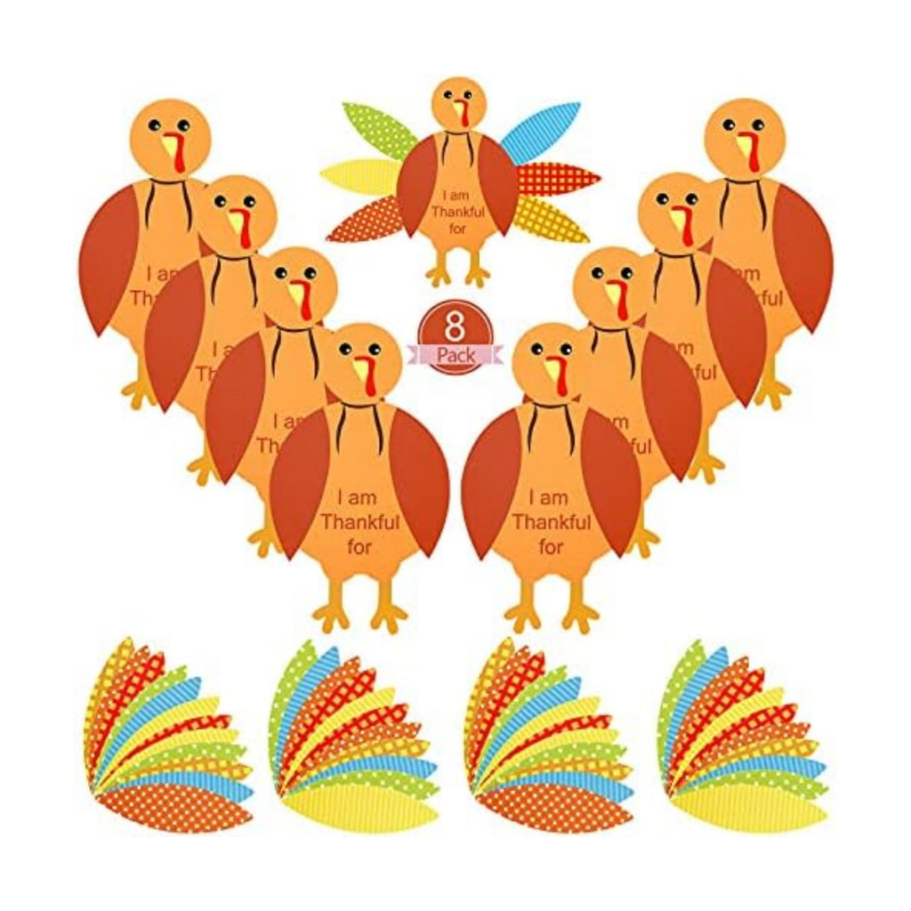 Gejoy 56 Pcs Turkey Craft Kits Thanksgiving Party Decorations Orange