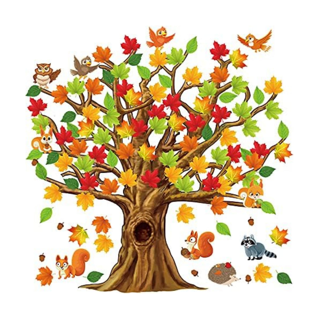 Gersoniel 90 Pcs Classroom Tree Bulletin Board Decor, Fall Animal Style