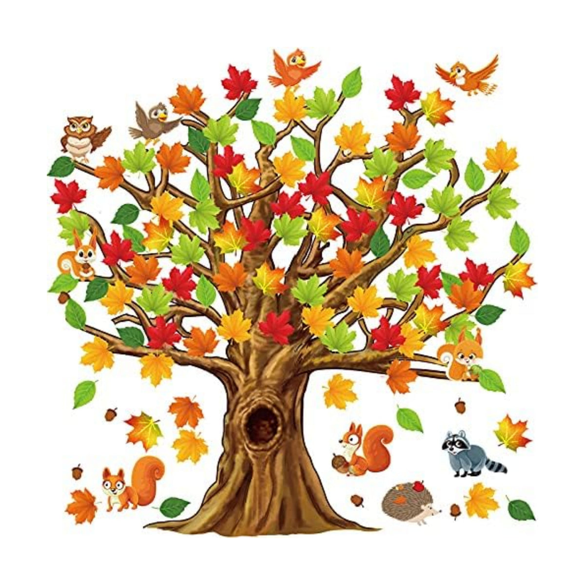 Gersoniel 90 Pcs Classroom Tree Bulletin Board Decor, Fall Animal Style