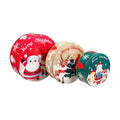 Hemoton Christmas Cookie Tins with Lids for Gift Giving, 3 Pack Round Christmas Tin Containers, Metal Nesting Containers for Holiday Use, Large Medium Small