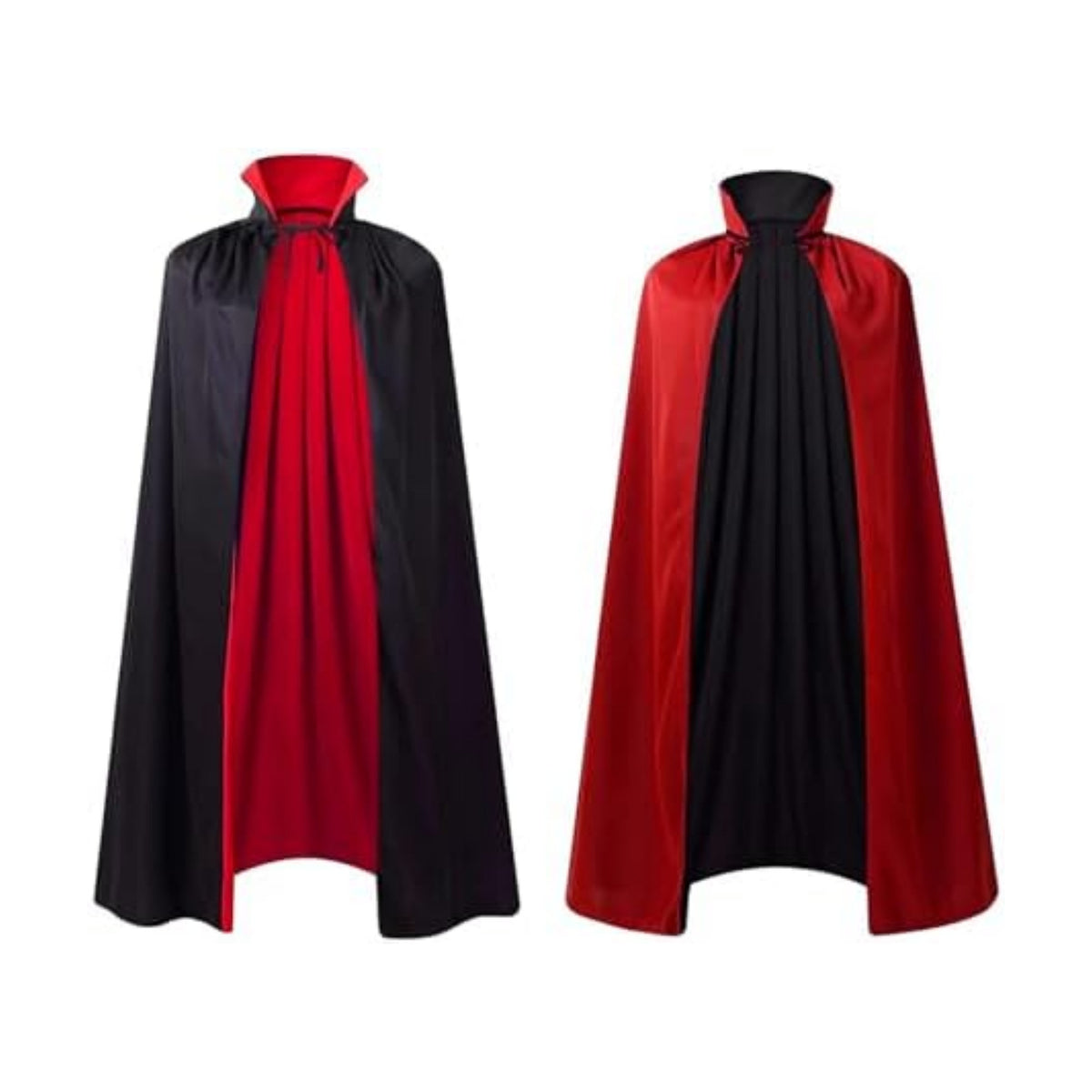 Adult Stand Collar with Hood Reversible Cloak Masquerade Cape for Halloween